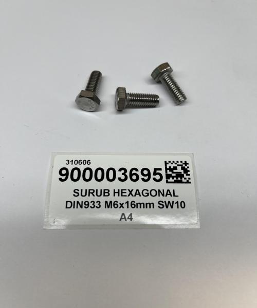 SURUB HEXAGONAL DIN933 M6x16mm SW10 A4