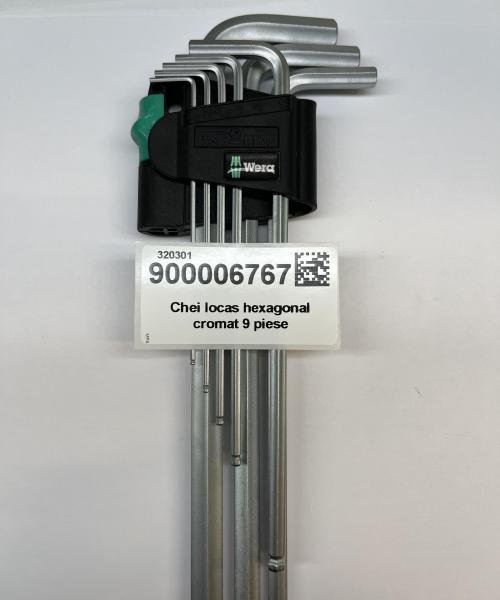 Chei locas hexagonal cromat 9 piese
