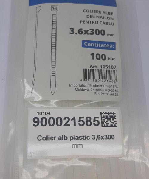 Colier alb plastic 3,6x300 mm